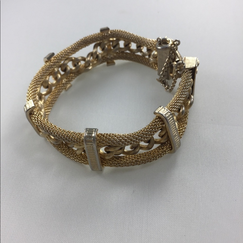Vintage Womens Mesh Style Bracelet Goldtone